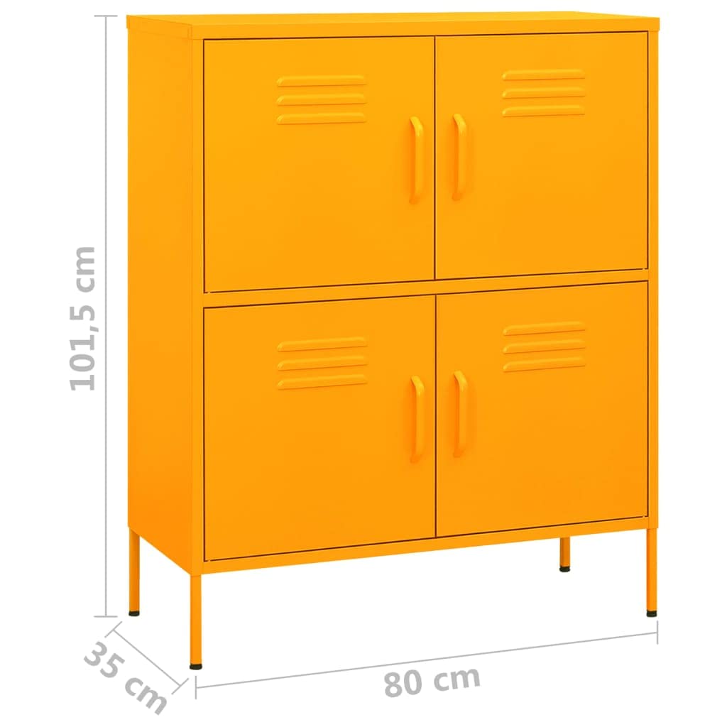 vidaXL Mustard Yellow Steel Storage Cabinet with Shelves - Freestanding File Cabinet for Home Office, Industrial Style Organizer - Perfect for Document Storage, Office Supplies & Home Organization