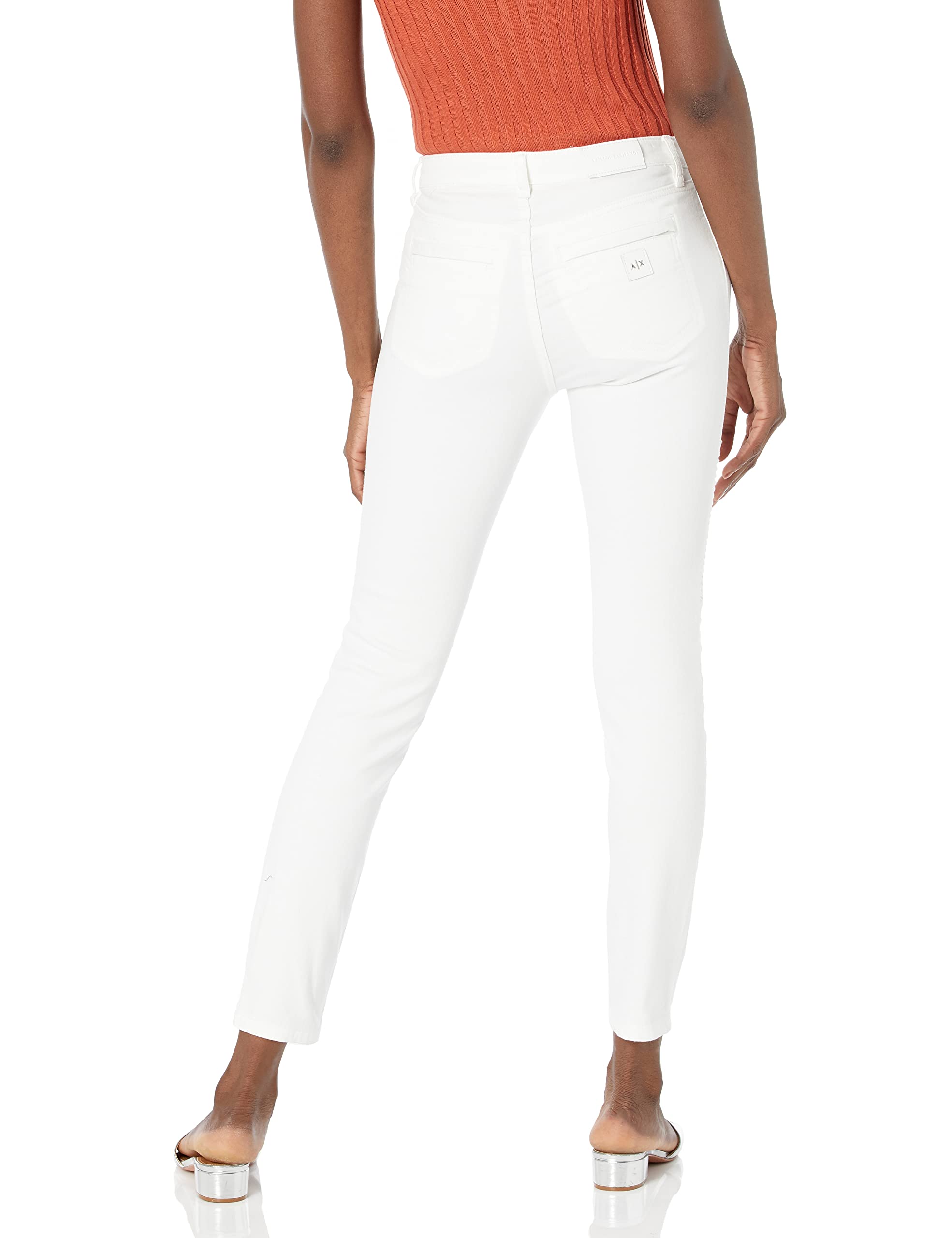 Armani Exchange Women's Skinny Biker Moto Stretch Denim Jeans - High Waist Slim Fit Stretchable Denim Pants for Casual Wear & Night Out
