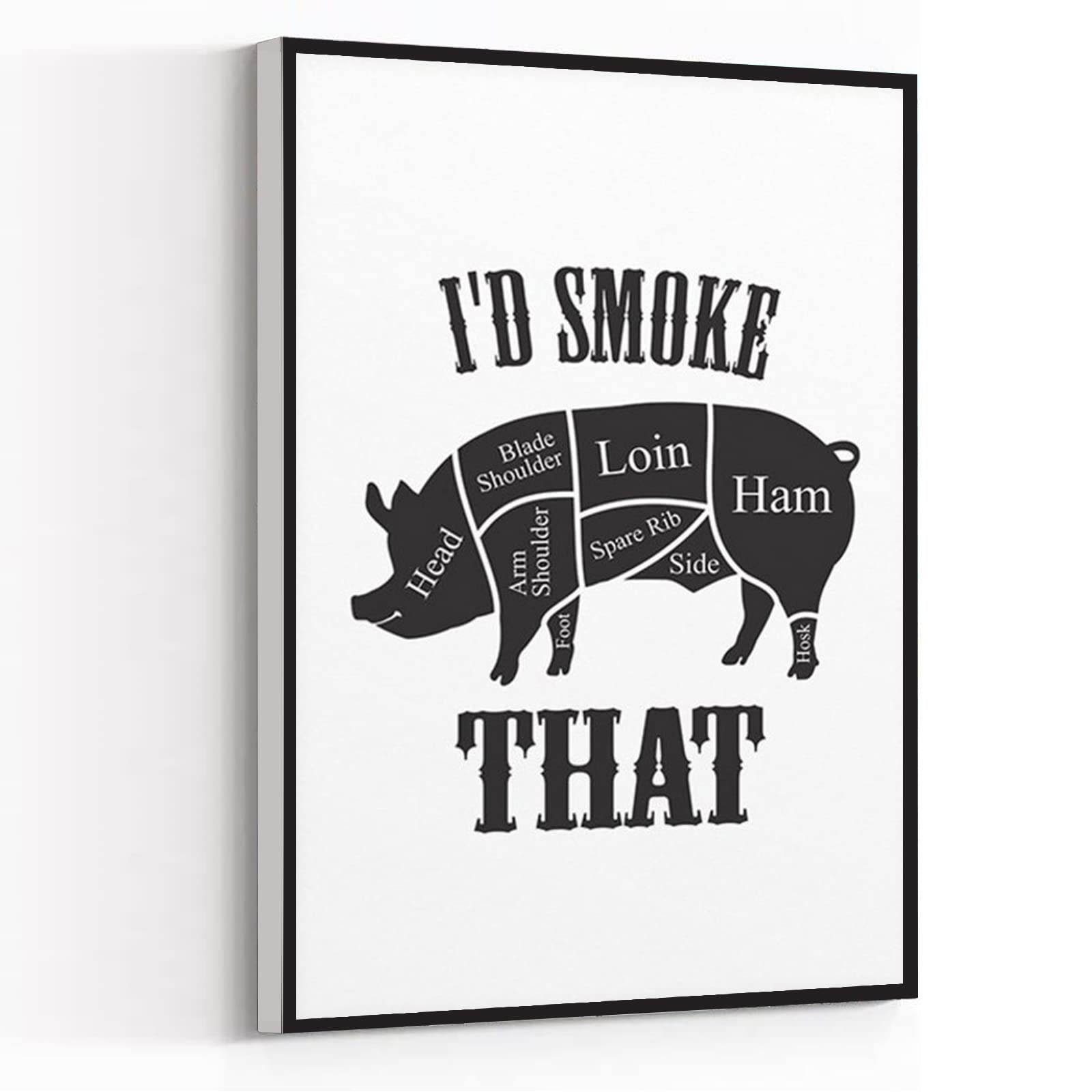 Rustic Pig Print Family Wall Art - Farmhouse Home Decor for Living Room, Bedroom & Office - 16x24 Inch Framed Modern Canvas Painting - Perfect for Country Style Interiors & Man Cave Decor