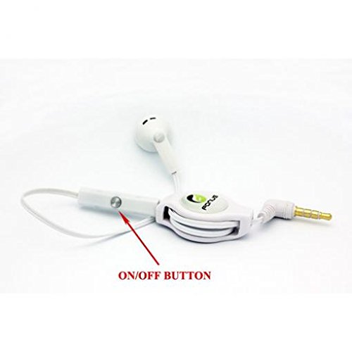 Retractable Mono Earphone with Mic - 3.5mm Hands-Free Headset for Samsung Galaxy Tab A 10.1 (2019) - Perfect for Driving, Gaming & Office Calls