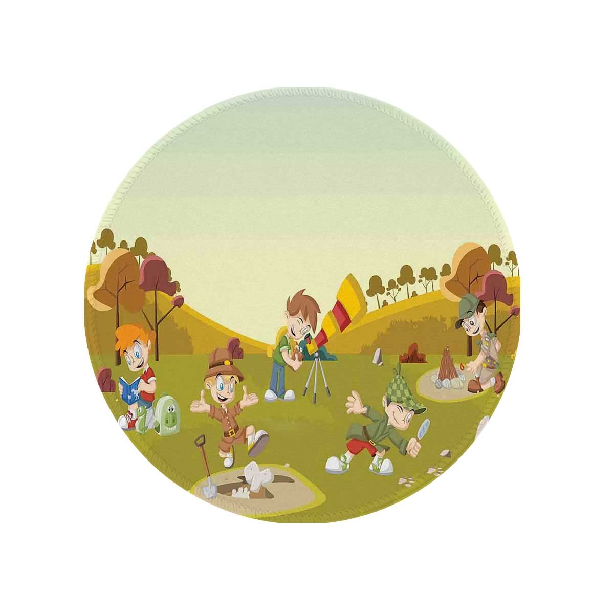 Non-Slip Round Mouse Pad for Laptop & PC - 7.9x7.9 Inch Rubber Base Gaming Mousepad with Cute Cartoon Explorer Design, 2-Pack - Perfect for Office, Home & Gaming Setups