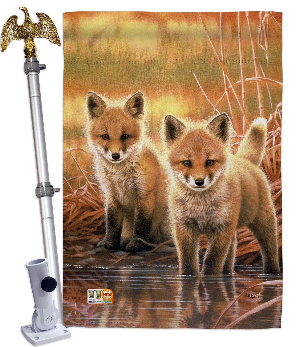 Foxes Nature Wildlife Decorative Vertical House Flag Set - 28