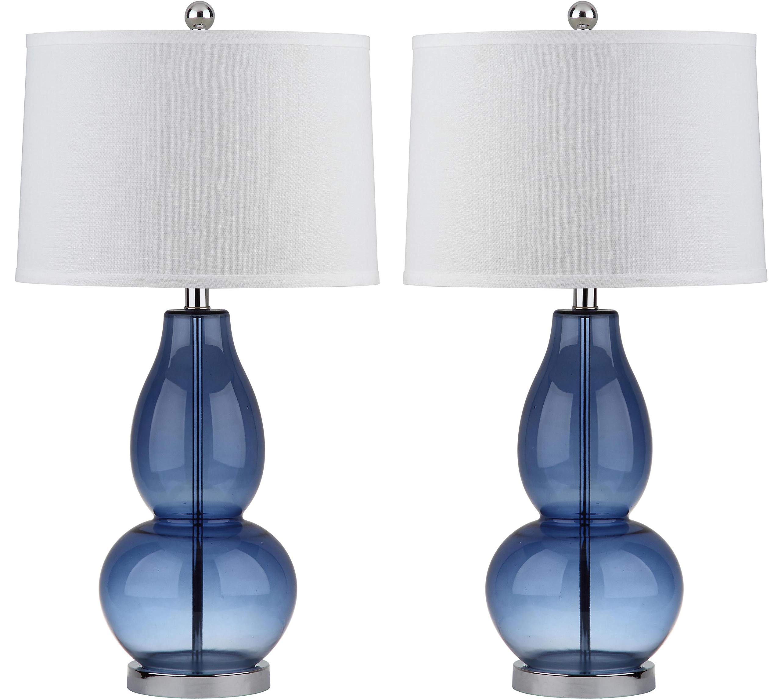 SAFAVIEH Mercurio Blue Glass Double Gourd Table Lamp Set of 2 - 29
