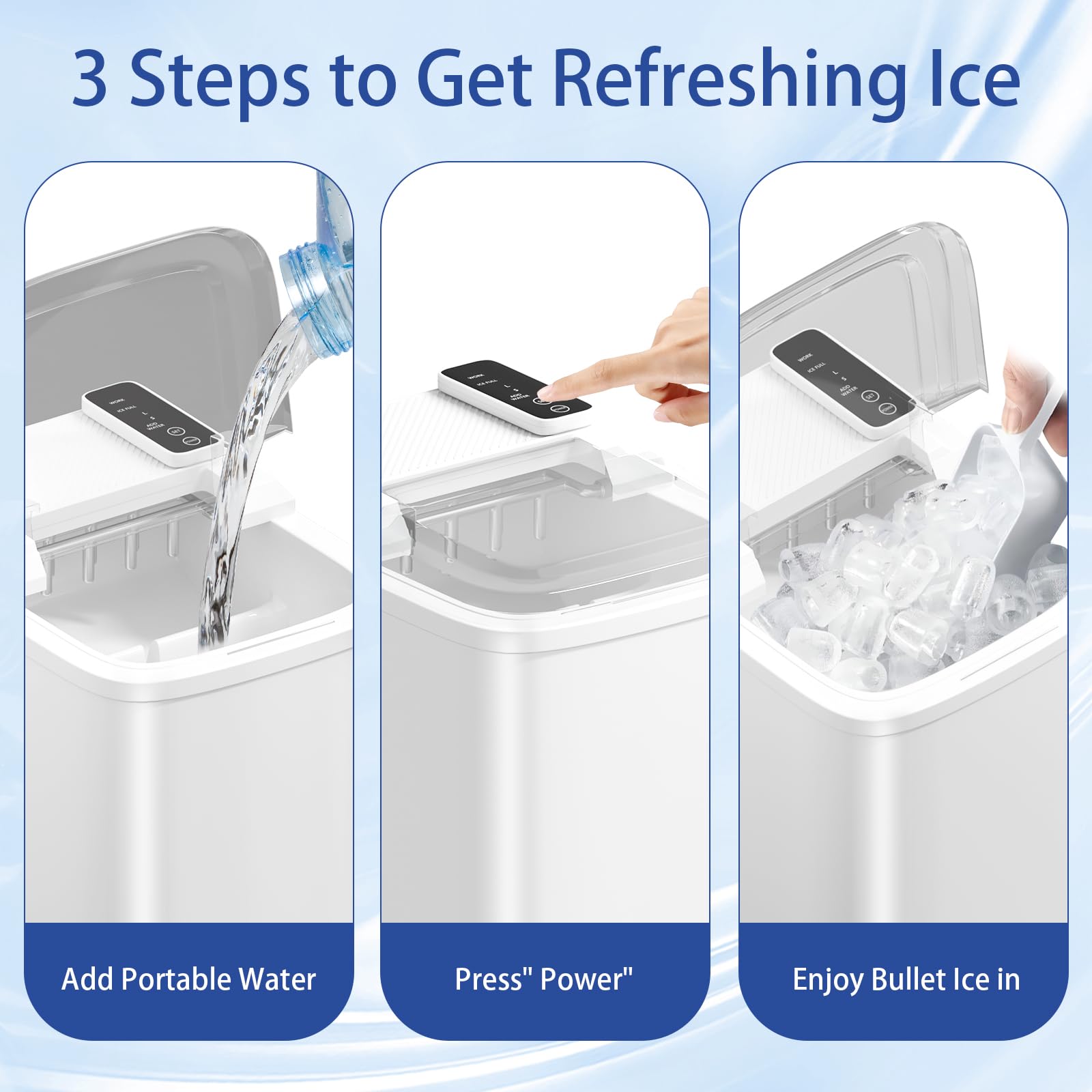 Portable Ice Maker Machine - 26lbs/24Hrs Countertop Ice Maker with Self-Cleaning Function, 9 Ice Cubes in 6 Minutes - Includes Ice Basket & Scoop - Perfect for Home Kitchen, RV, Camping, Office & Outdoor Parties