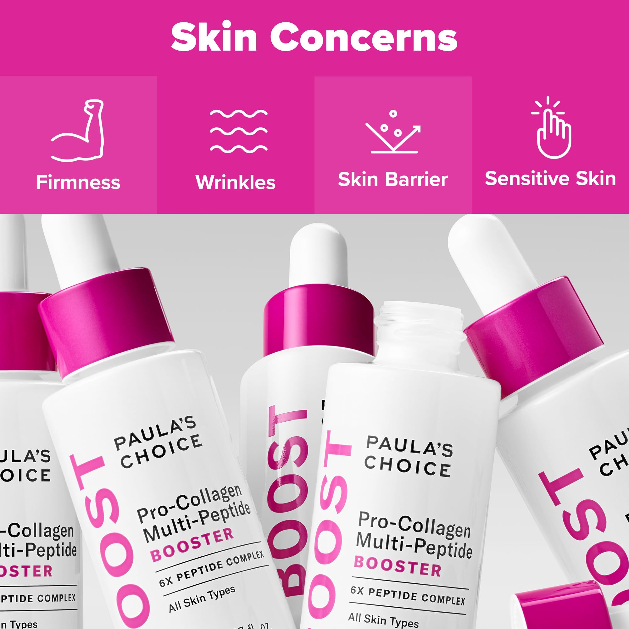 Paula's Choice Pro-Collagen Multi-Peptide Booster Serum for Fine Lines & Wrinkles - Anti-Aging Face Serum with Hyaluronic Acid & Amino Acids to Support Collagen Production - Fragrance Free, Paraben Free, 20ml - Perfect for Nighttime Skincare Routine & Daily Moisturizing