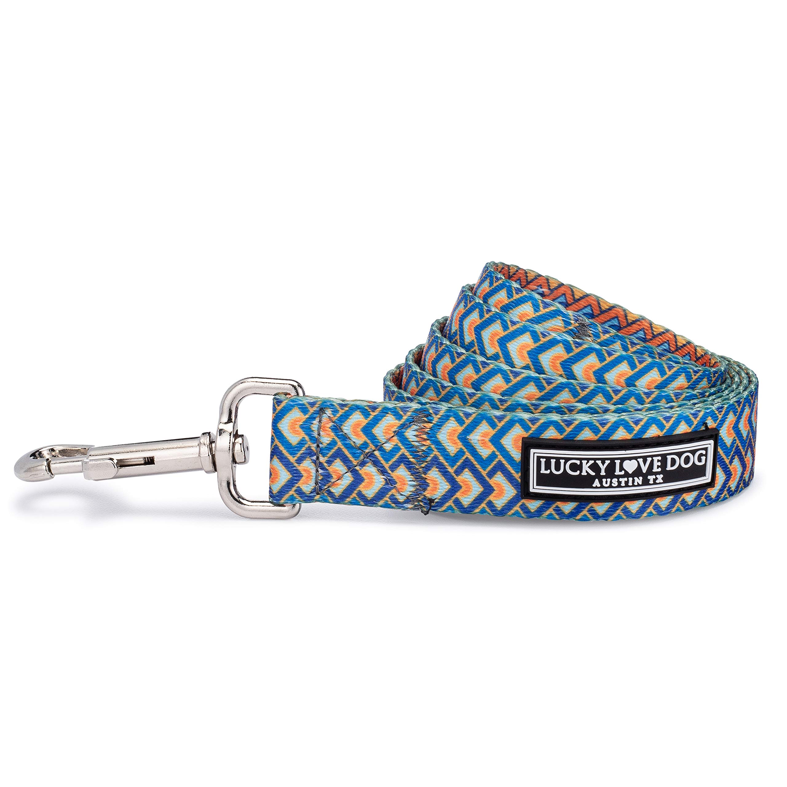 **Geometric Pattern Dog Leash for Small Dogs - Soft & Comfortable Pet Leash in Tangerine, Sky & Yellow - Perfect for Walks, Training & Outdoor Adventures (Murphy Leash)**