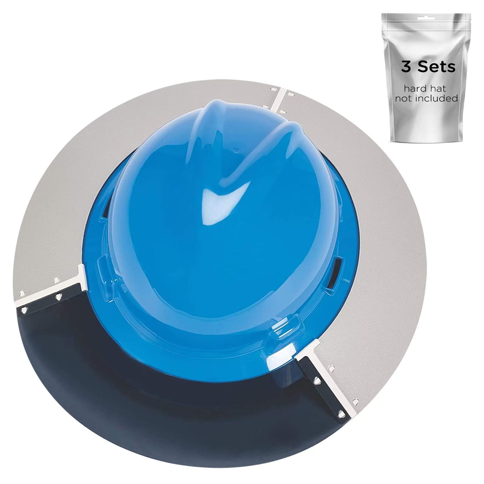 3 Sets Hard Hat Sun Shade - Full Brim Attachment for Standard Hard Hats | Reusable Sun Protection Visor & Brim Extender | Medium Size (L04231004) | Ideal for Construction, Landscaping & Outdoor Work