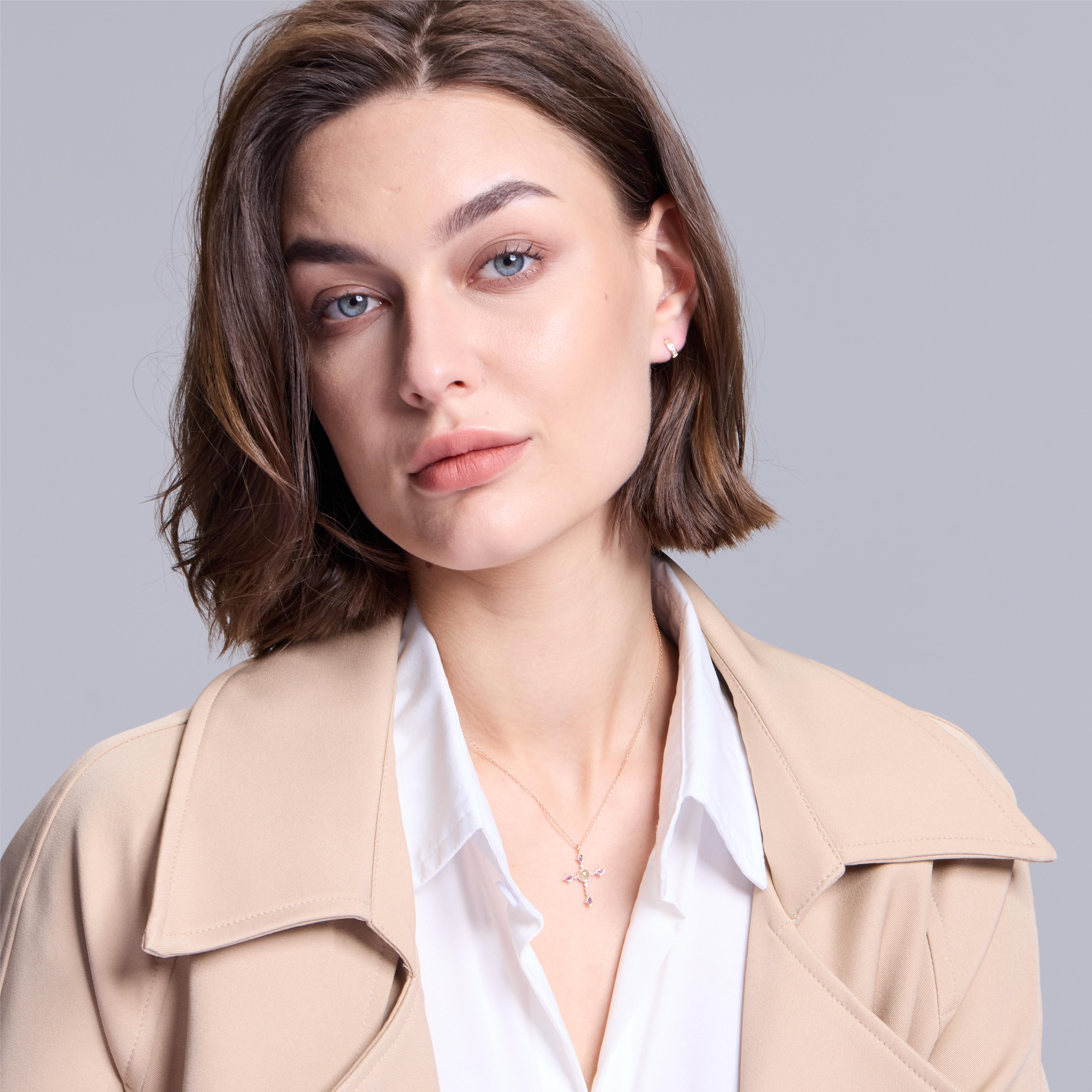Rose Gold Diamond Cross Pendant Necklace for Women - Elegant Religious Jewelry Gift for Baptism, Confirmation & Everyday Wear