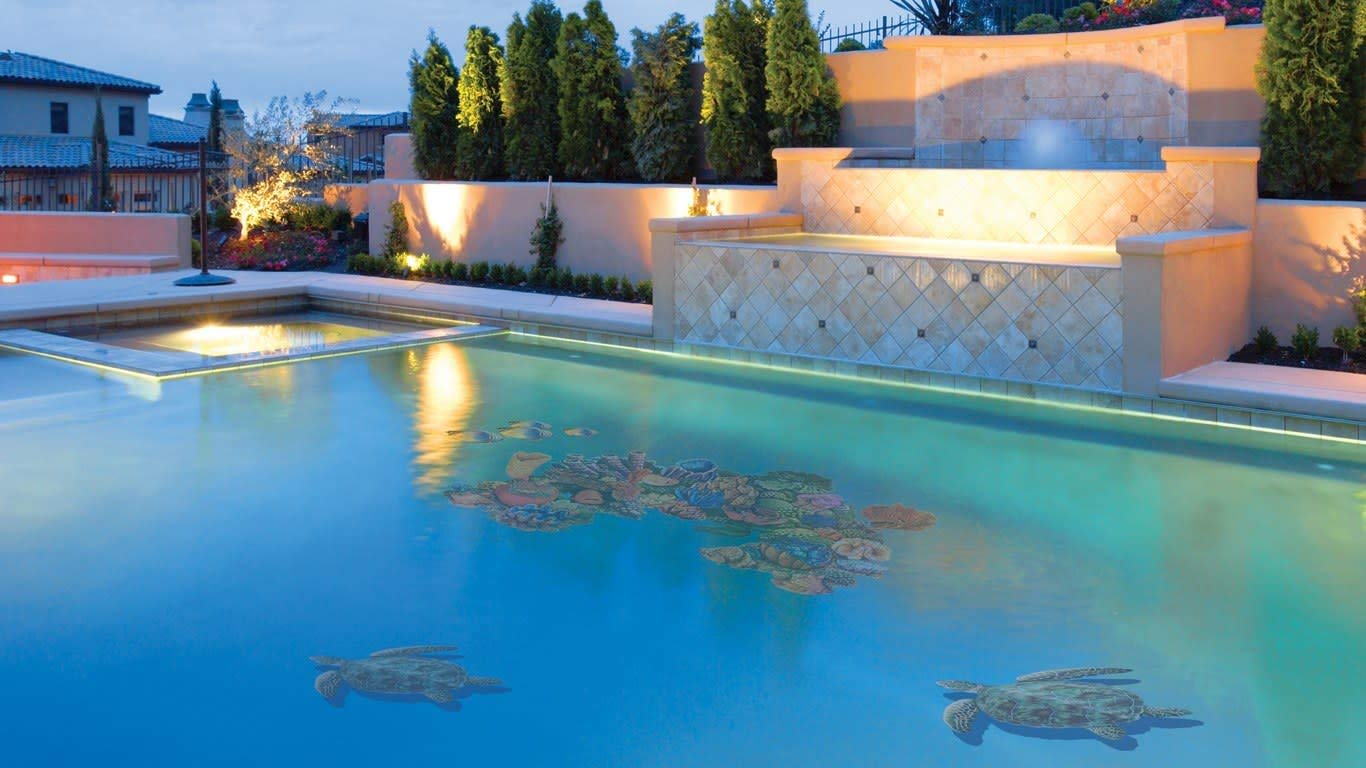 Handmade Sea Turtle Porcelain Mosaic Tile for Swimming Pools - 18x18 Inch Green Ceramic Pool Decor - Perfect for Backyard Pools, Spa Areas & Aquatic Themed Designs