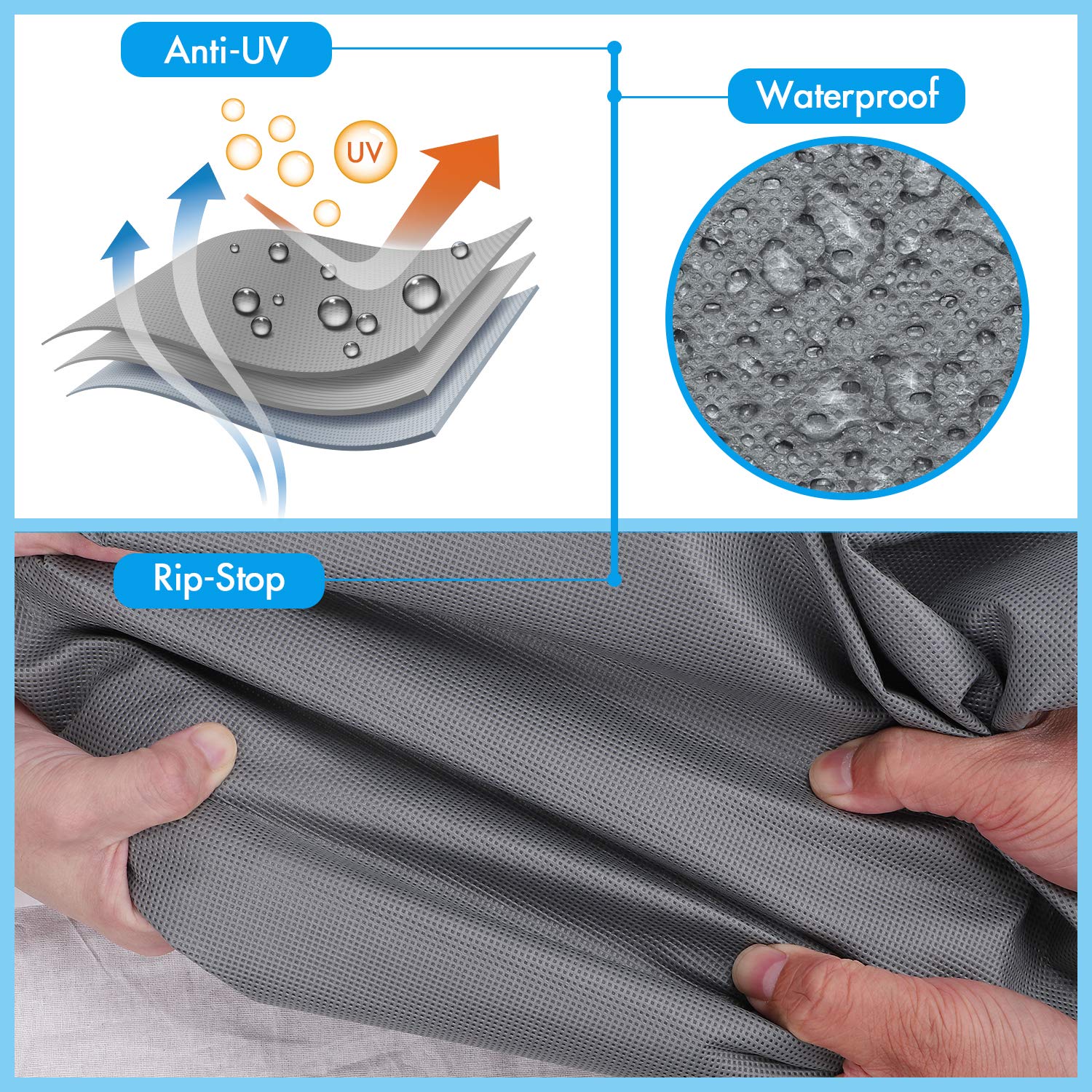 XGEAR Heavy-Duty 6-Ply Ripstop Waterproof RV Cover for Travel Trailers 24'-27' - Windproof Buckles & Storage Bag Included | All-Weather Protection for Camping & Winter Storage