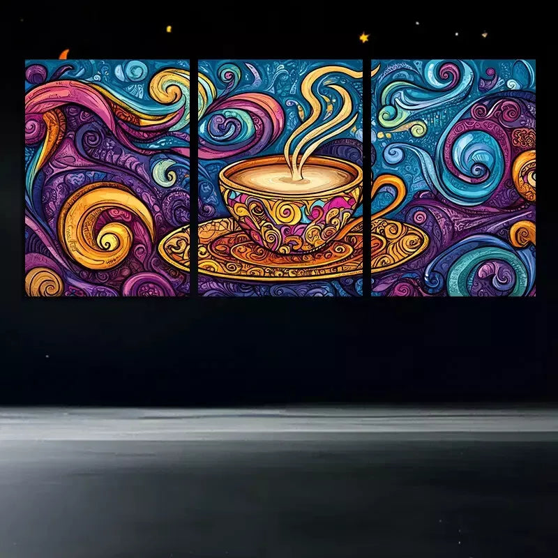 3-Piece Surreal Cup of Tea Wall Art Set - Framed Canvas Prints 50x70cm (20x28in) - High Quality Australian Made Ready-to-Hang Wall Decor | Perfect for Living Room, Bedroom & Office Decoration