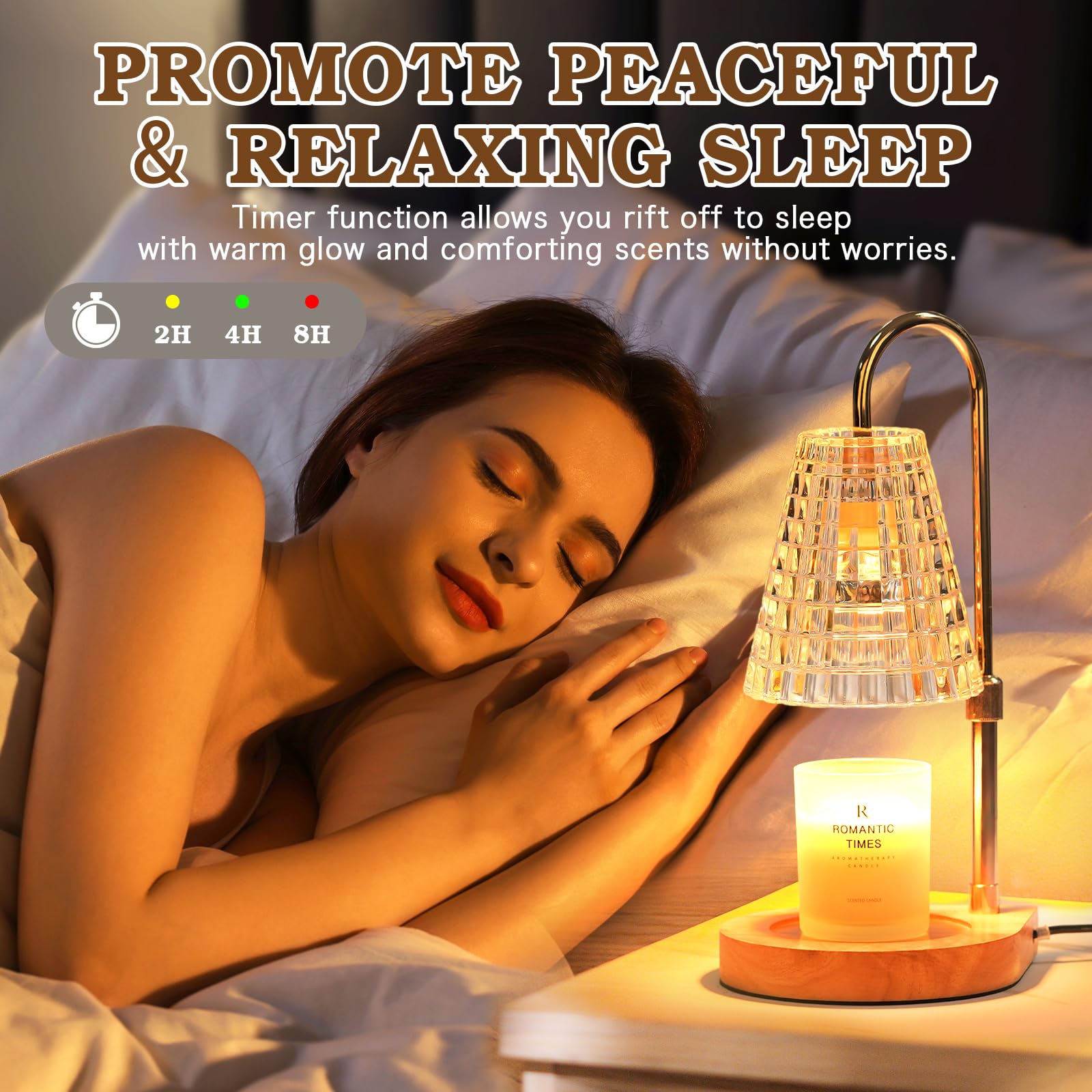 Premium Candle Warmer Lamp with Timer - Adjustable Dimmable Glass Candle Warmer for Jar Candles - Perfect Birthday Gift for Women, Mom & Her - Ideal for Bedroom Decor, Living Room Ambiance, Romantic Dinners & Relaxation Therapy