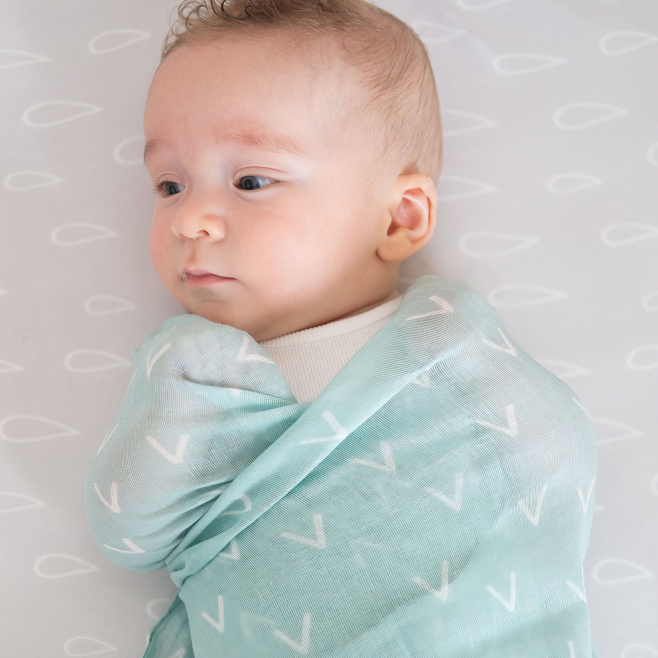 Nordic 3-Pack Muslin Baby Swaddle Wraps - Soft Breathable Cotton Blankets for Newborns, Dusty Sky & Mint Colors - Perfect for Swaddling, Nursing & Stroller Use