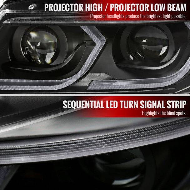 Spec D Tuning LED Headlights for 2006-2011 BMW E90 3 Series Sedan - 3D Iced Dual Projector Headlamps with Matte Black Housing & Clear Lens - Upgrade for Night Driving & Custom Styling