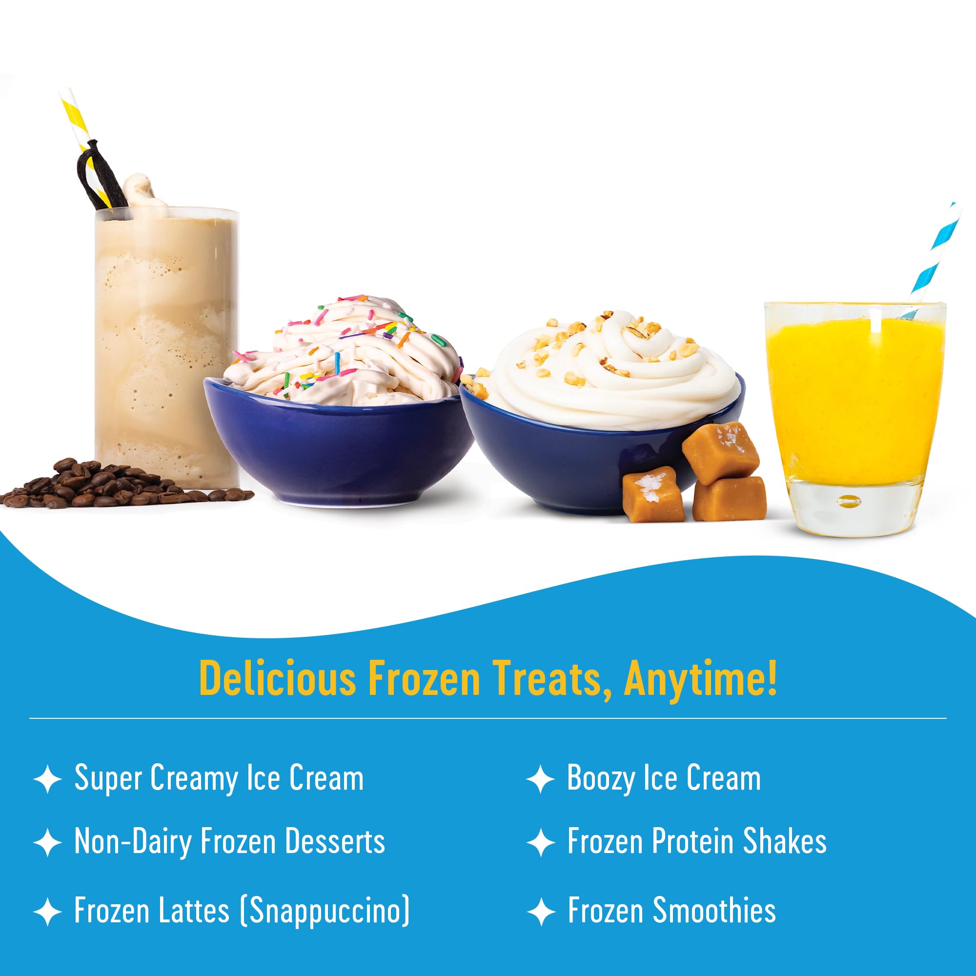 Frozen Treat Machine – Make Instant Ice Cream, Dairy-Free Desserts, Smoothies & Protein Shakes | On-Demand Frozen Latte Maker with Single-Serve Pods | Perfect for Home Kitchens, Cafes & Healthy Snacking (US Brand)