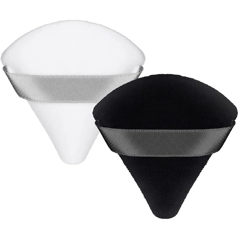 2-Pack Triangle Makeup Sponge Puffs for Women - Soft Cotton Cosmetic Puff for Loose Powder, Contouring & Under Eyes - Perfect for Wet/Dry Foundation & Body Powder Application - Ideal for Professional Makeup & Travel Beauty Kit