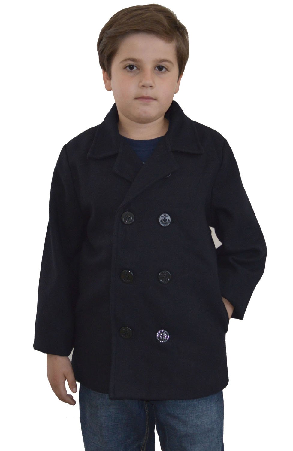 Johnnie Lene Kids Navy Blue Wool Peacoat Jacket - Warm Winter Coat for Boys & Girls - Perfect for School, Outdoor Play & Holiday Events