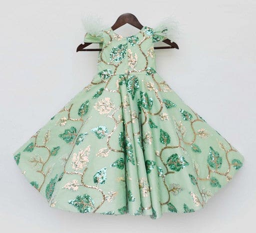 Elegant Green Sequins Embroidery Evening Gown - Pre Order Now | Perfect for Prom, Wedding, and Formal Events