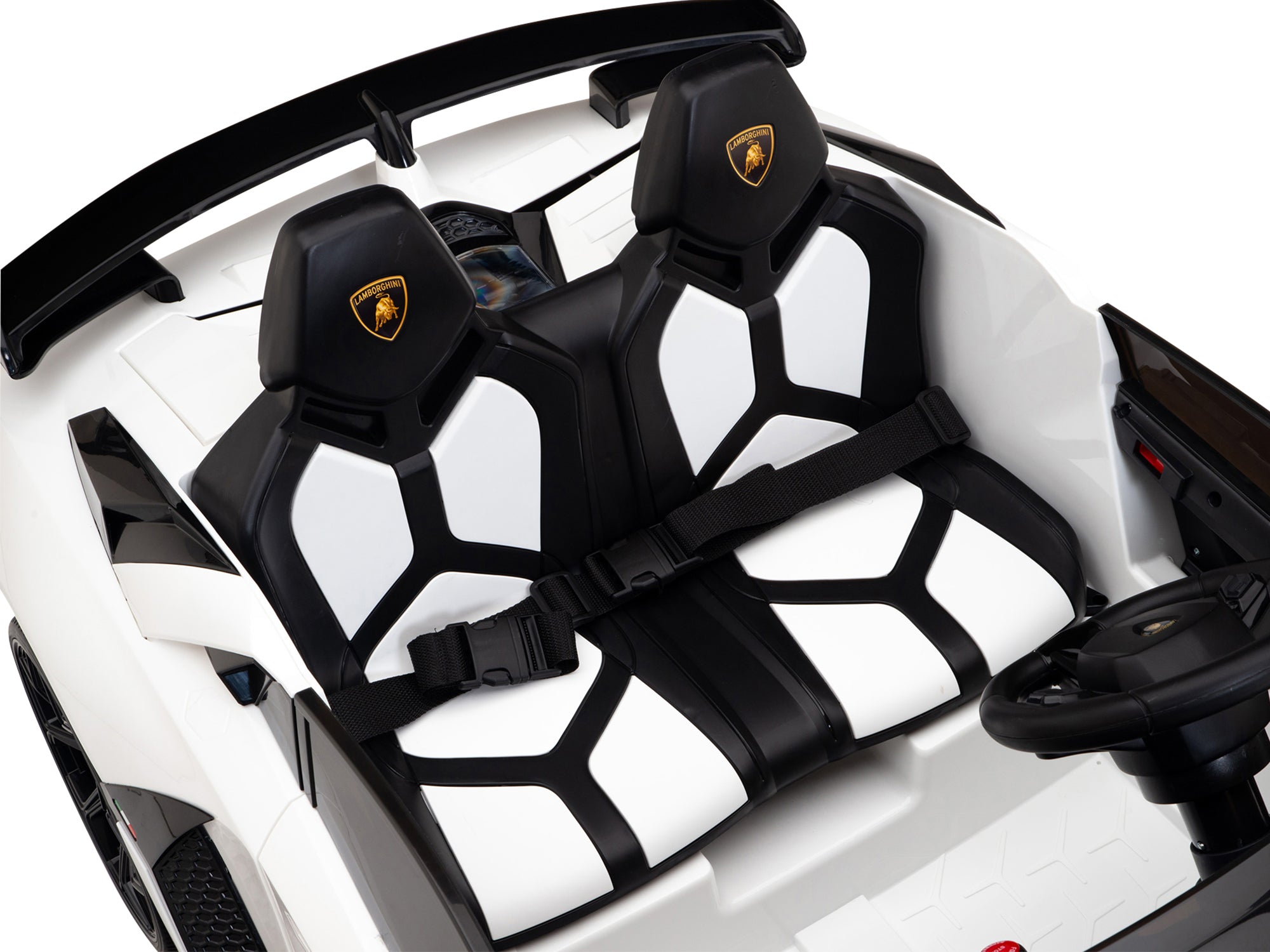 24V Lamborghini SVJ Remote Control Ride-On Drift Car for Kids - White | Electric Toy Car with Parental Control, LED Lights & Music | Perfect for Birthday Gifts, Outdoor Play & Backyard Fun