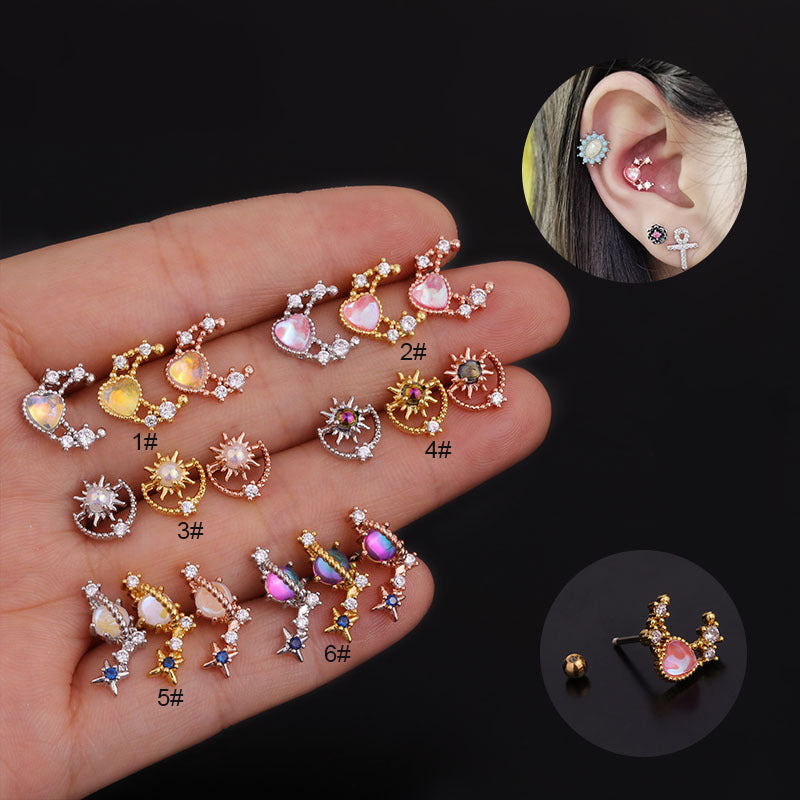 20G Cartilage Tiny Stud Moon Heart Earrings for Women | Hypoallergenic Stainless Steel Earrings for Sensitive Ears | Perfect for Daily Wear, Parties & Gifts (HSPJ260)