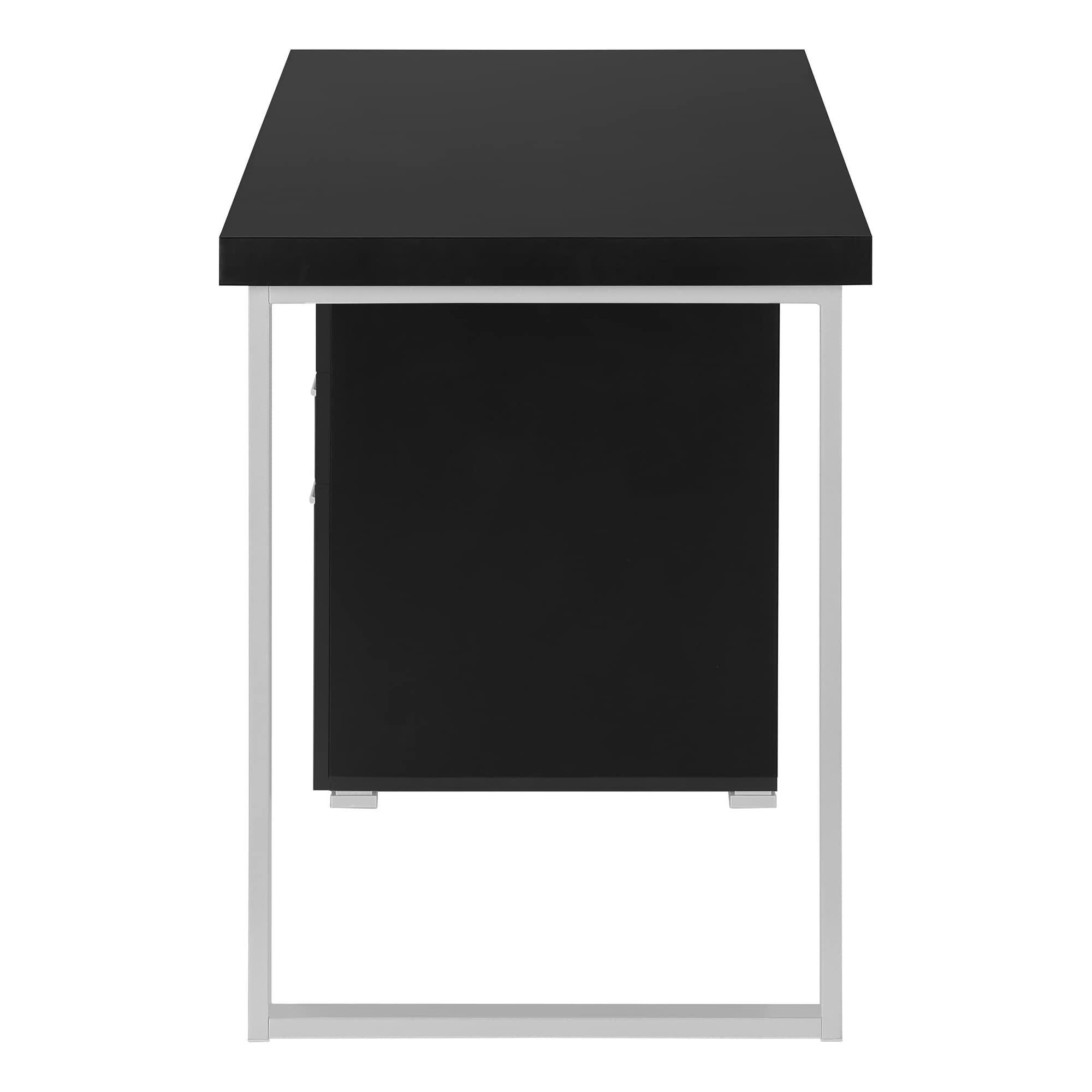 Monarch Specialties I 7649 48-Inch Modern Computer Desk with Storage Drawers - Home Office & Laptop Workstation for Left or Right Setup - Black & Grey Metal Laminate Contemporary Design - Perfect for Small Spaces & Remote Work