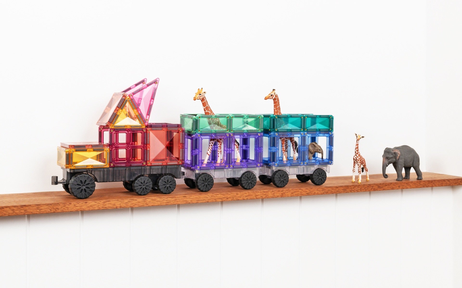 Connetix Magnetic Tiles Pastel Transport Set - 50 Piece STEM Educational Building Toys for Kids | Perfect for Preschool Learning, Creative Play & Sensory Development Activities