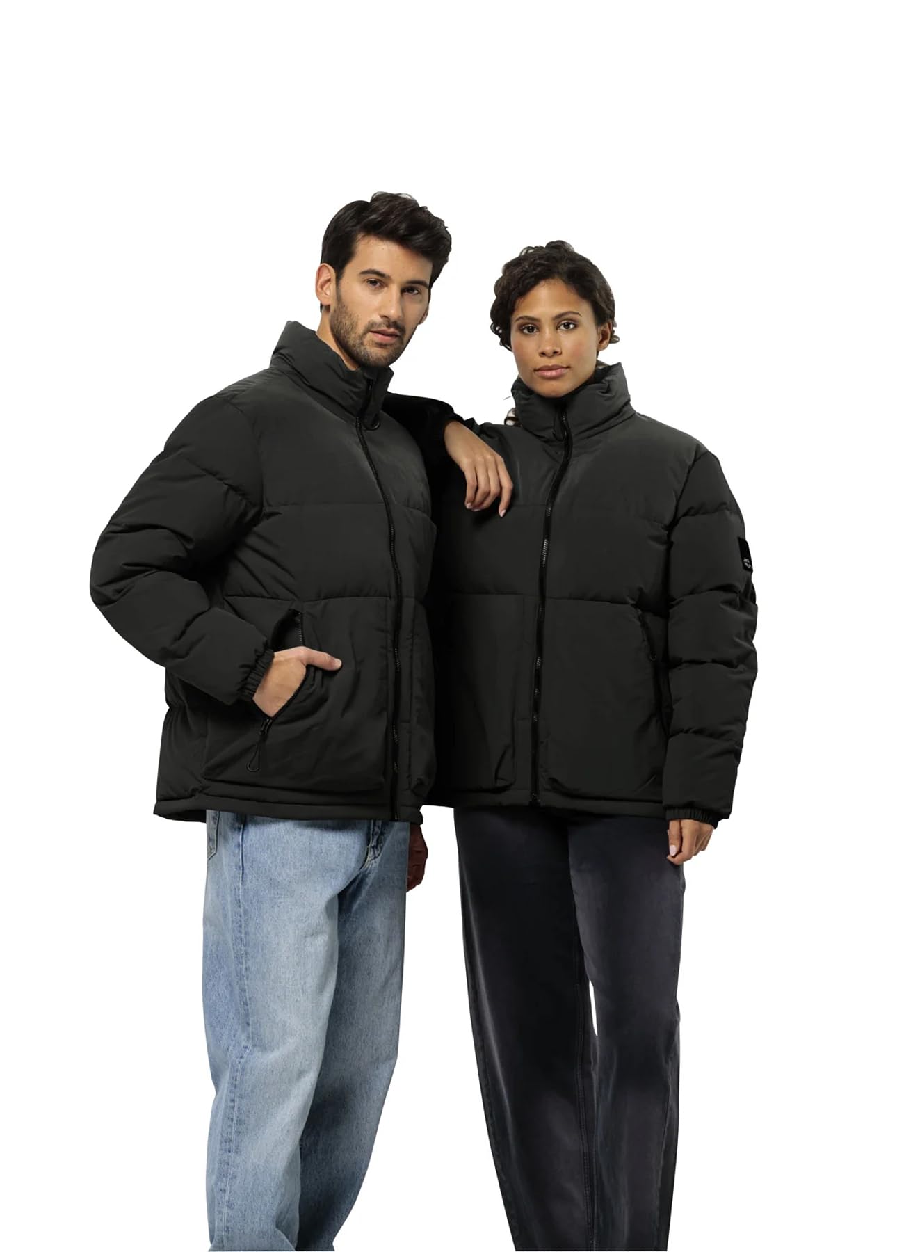 Jack Wolfskin Unisex DELLBRUECK Down Jacket - Lightweight Warm Winter Coat for Men & Women, Water-Resistant, Granite Black, Size L - Perfect for Hiking, Skiing & Outdoor Adventures