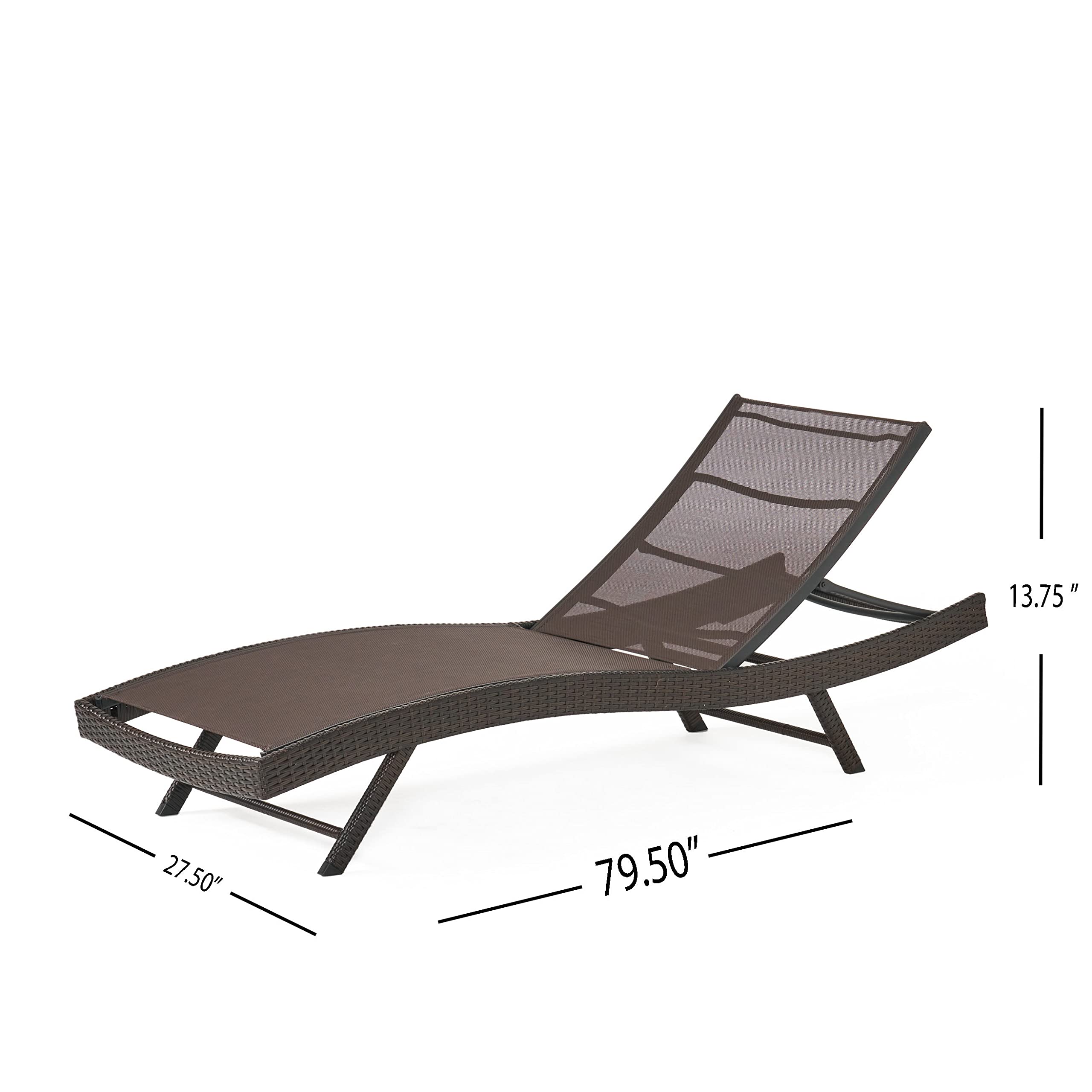 Christopher Knight Home Kauai Textilene Chaise Lounge - Brown Outdoor Patio Furniture for Poolside, Garden & Backyard Relaxation