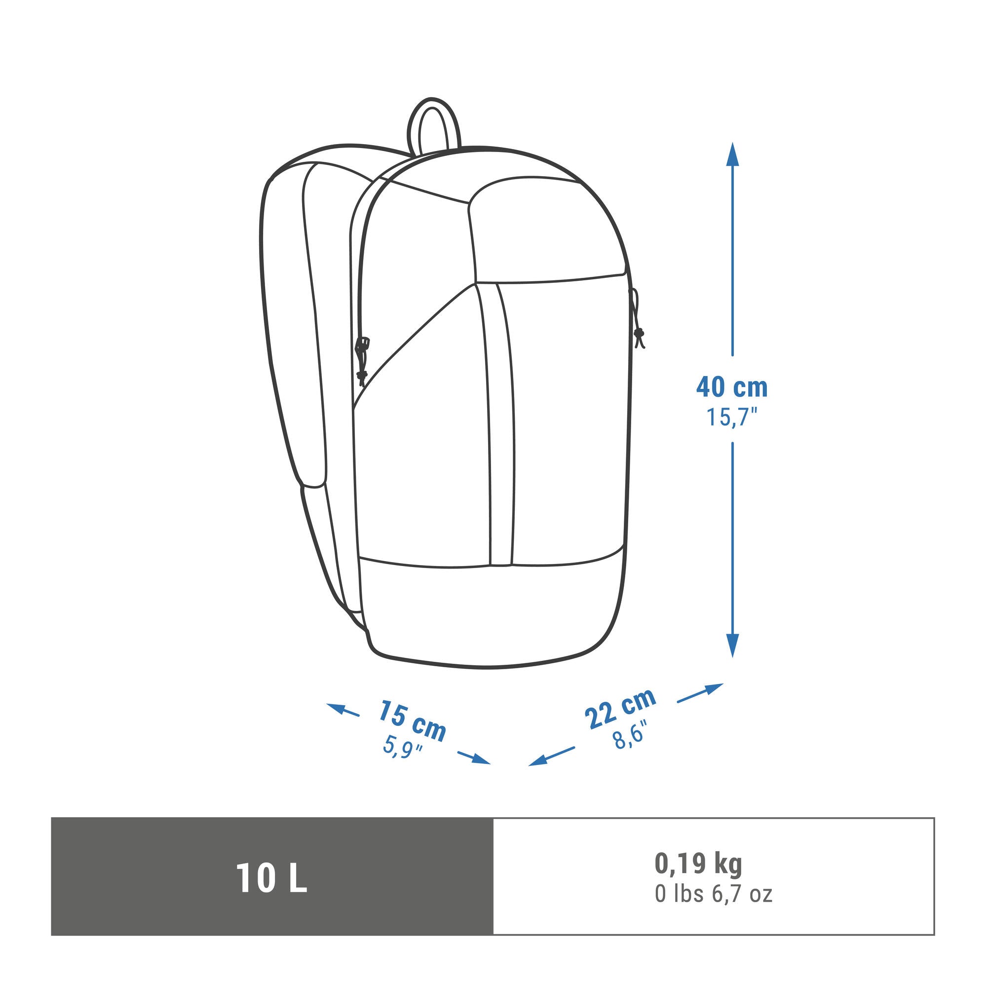 Quechua NH Arpenaz 100 10L Lightweight Hiking Backpack - Water-Resistant Daypack for Outdoor Adventures, Camping & Travel
