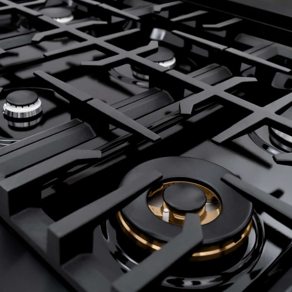 ZLINE 48-Inch 6.7 cu. ft. Classic Double Oven Gas Range with 8 Burner Cooktop in Black Stainless Steel (CGRB 48) - Perfect for Large Kitchens, Home Chefs & Entertaining