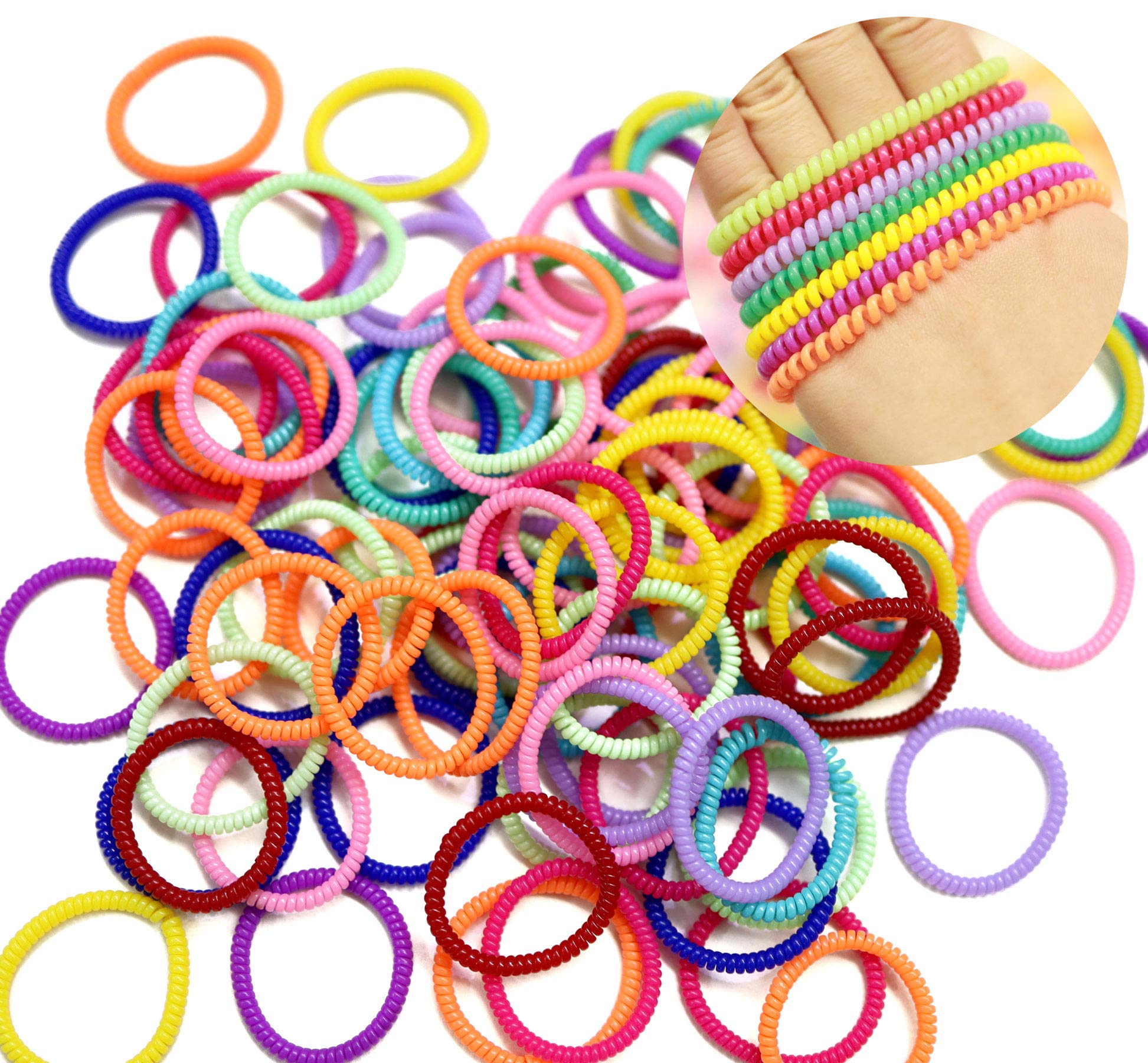 100 Pcs Spiral Hair Ties No Crease Elastic Coil Hair Bands for Women & Girls - Soft Phone Cord Hair Ties for Workout, Yoga, School & Everyday Use