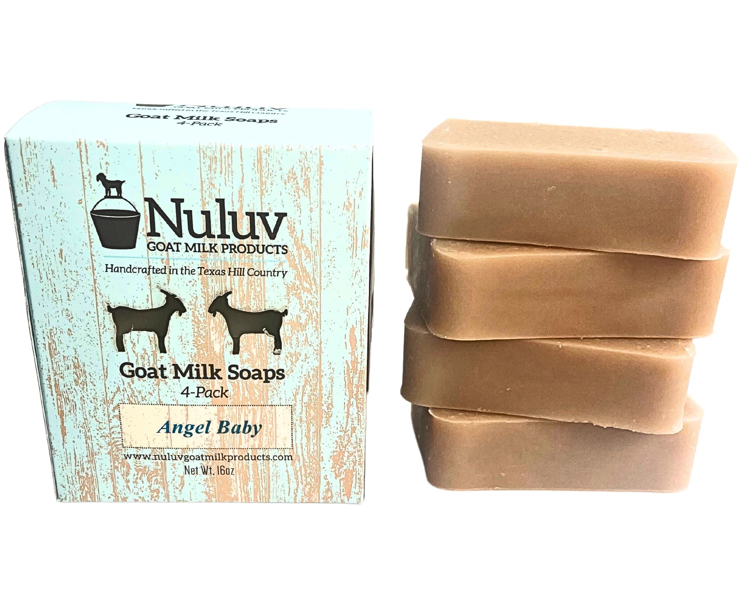 **Organic Goat Milk Soap Bar for Sensitive Skin - All-Natural Moisturizing Cleanser, Handmade & Eco-Friendly (Angel Baby Scent, Pack of 4) - Perfect for Dry Skin, Baby Care & Gentle Face Wash**