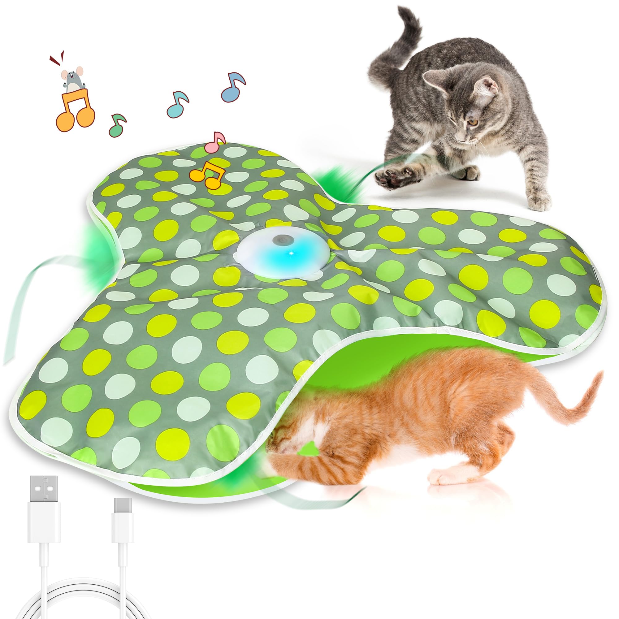 Interactive Cat Toys with Chirping & Motion Activation - Automatic Hunting Game for Indoor Kittens & Adult Cats - Fun Hide and Seek Play to Relieve Boredom - Perfect for Playtime, Exercise, and Mental Stimulation