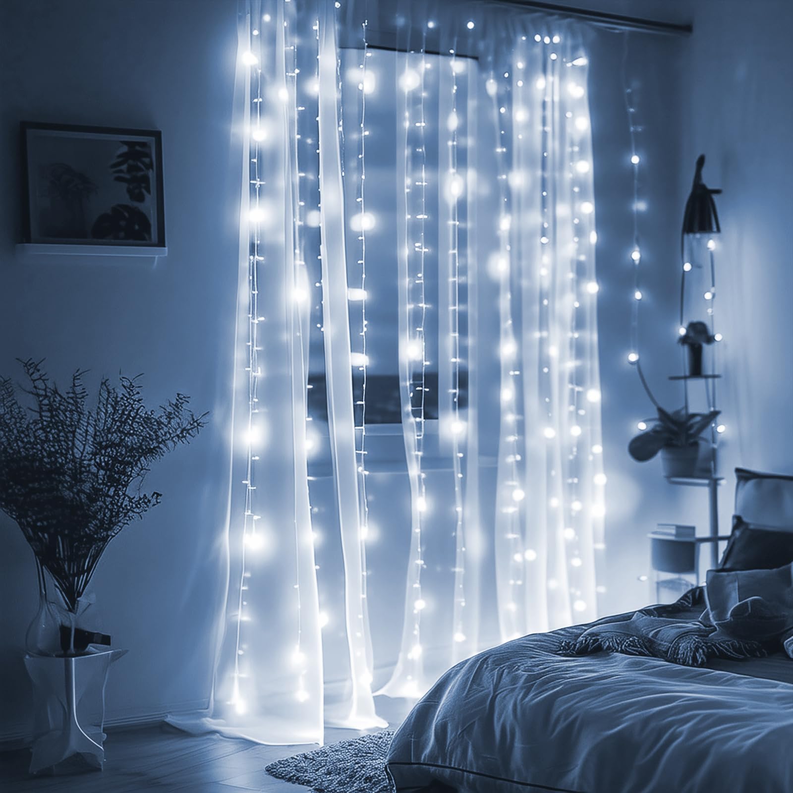 Fairy LED String Lights - Cool White Curtain Lights for Christmas, Wedding, Party, Garden & Home Decor | Indoor & Outdoor Window, Wall, Room Decoration | Perfect for Holidays, Events & Cozy Ambiance