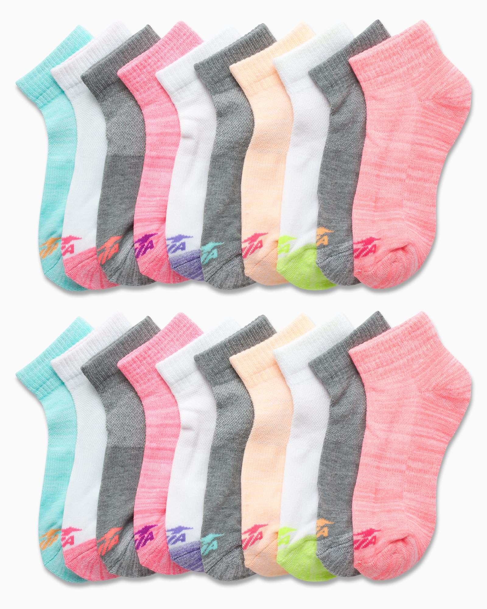 Avia Girls' Performance Cushion Quarter Cut Socks - 20 Pack Athletic Socks for Running, Sports & Everyday Wear