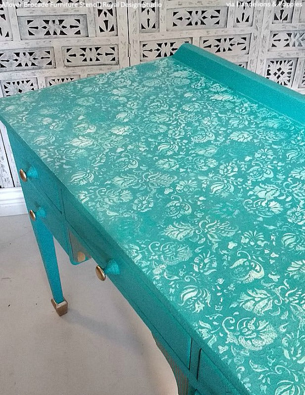 Allover Brocade Furniture Stencil - Reusable DIY Painting Template for Wood, Fabric & Walls - Perfect for Home Decor, Crafts & Upcycling Projects