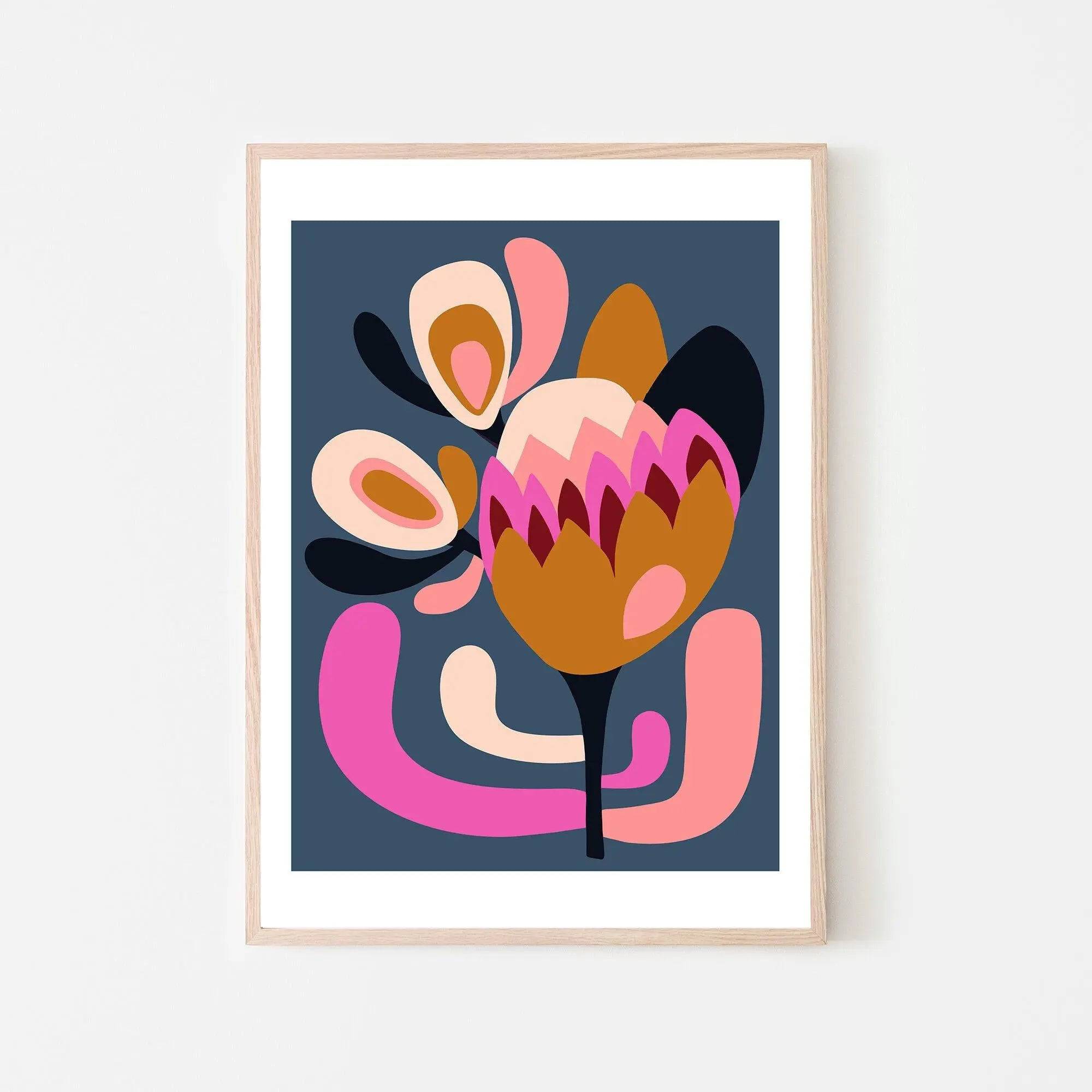 Modern Protea Wall Art Print - Handmade Floral Canvas Painting for Home Decor - Perfect for Living Room, Bedroom & Office