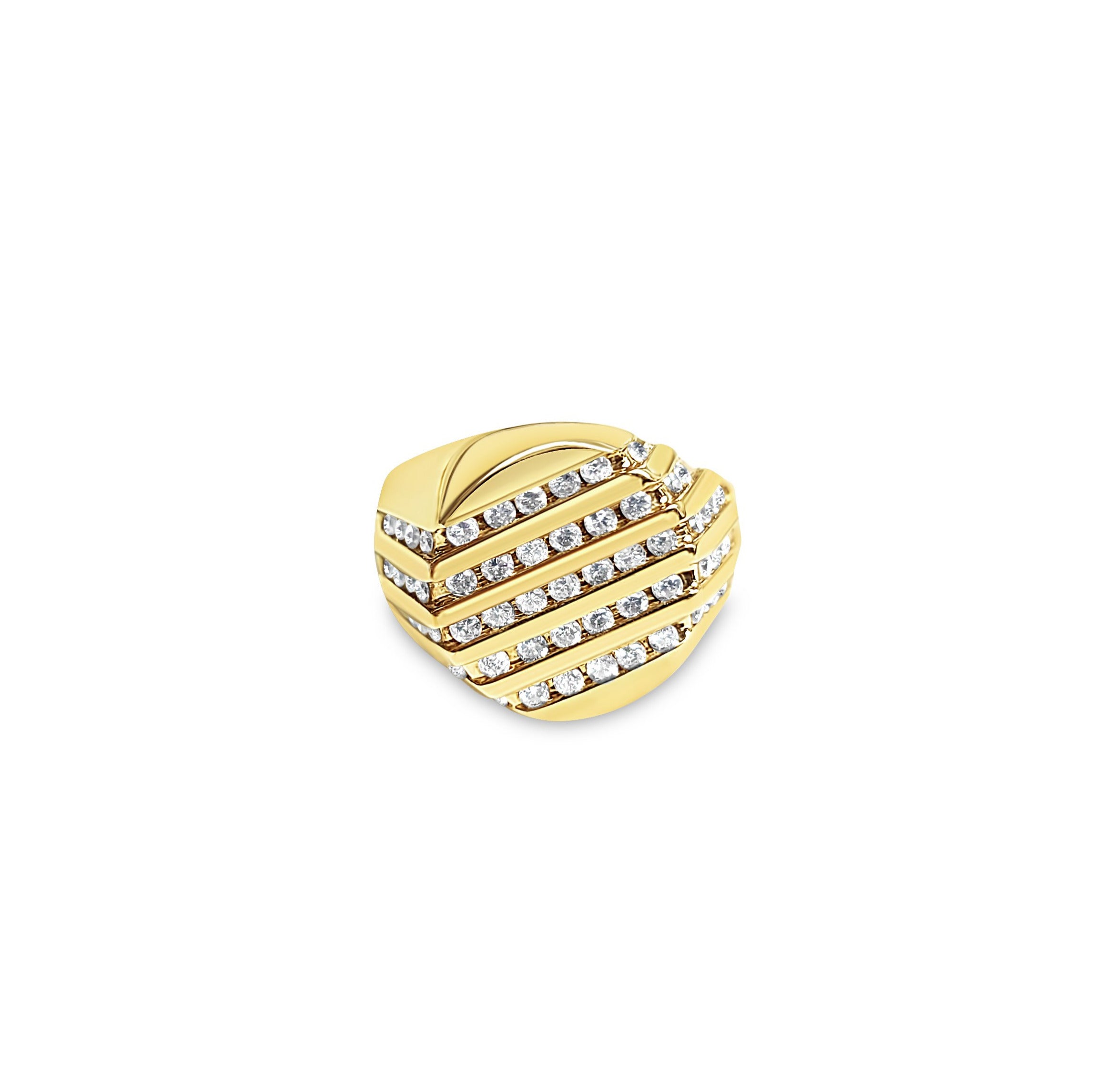 1.03cttw Five Row Diamond Diagonal Men's Wedding Band Ring in 14K Yellow Gold - Perfect for Engagements, Anniversaries & Special Occasions