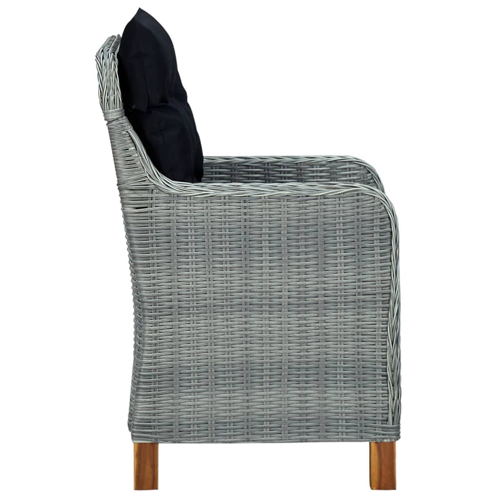 FAMIROSA 2-Piece Patio Chairs Set with Cushions - Light Gray Poly Rattan Outdoor Furniture (57 lbs) - Perfect for Garden, Poolside, and Backyard Relaxation