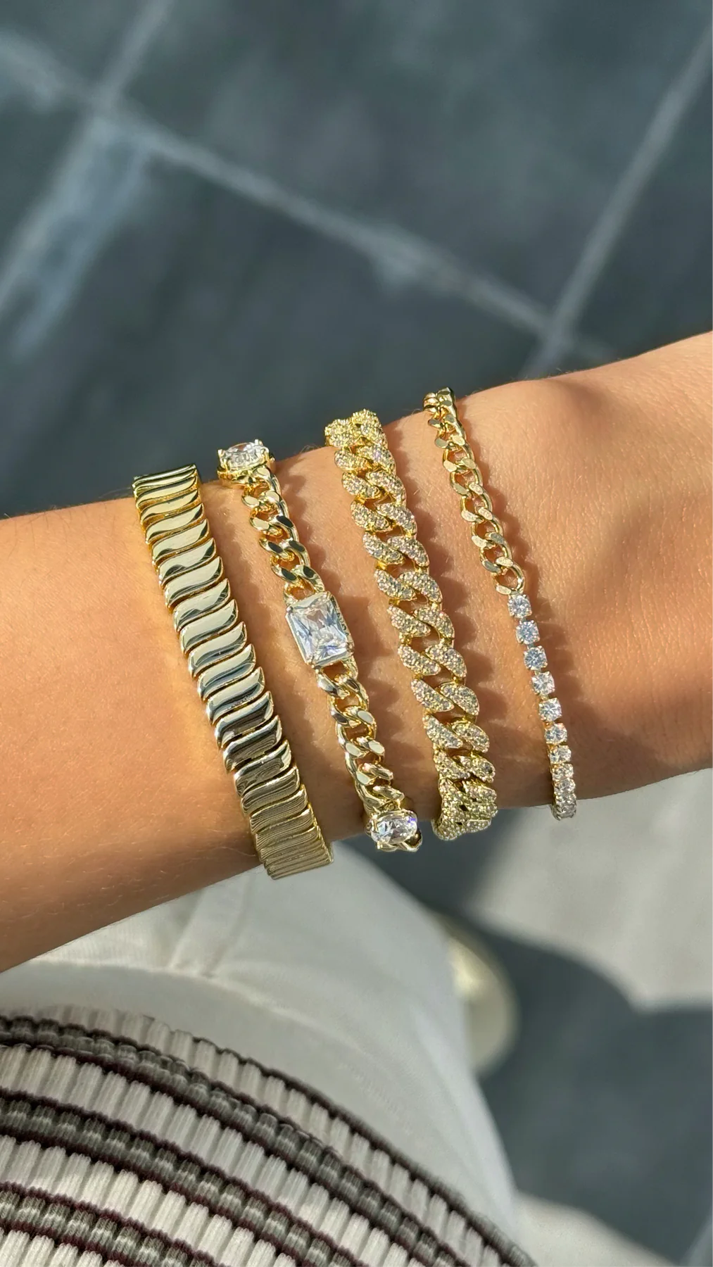 14K Gold Wave Tennis Bracelet for Women - Elegant Stackable Jewelry Gift for Birthday, Anniversary & Special Occasions