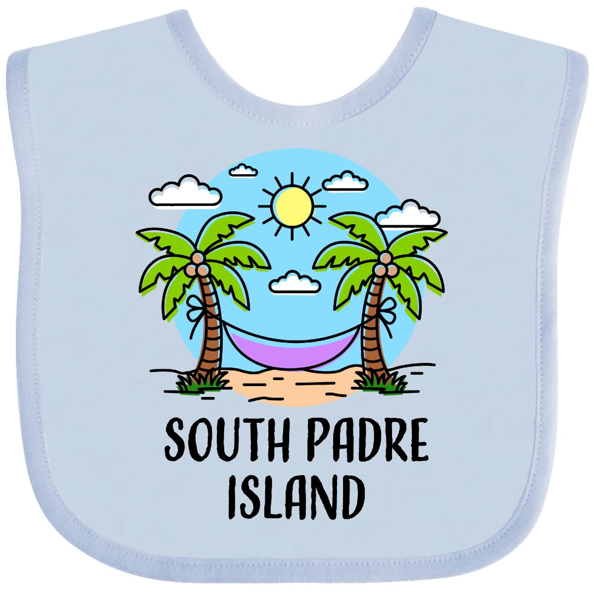 Inktastic Summer Vacation in South Padre Island Baby Bib - Soft Cotton Drool Bib for Infants & Toddlers - Perfect for Beach Trips, Travel, and Everyday Use