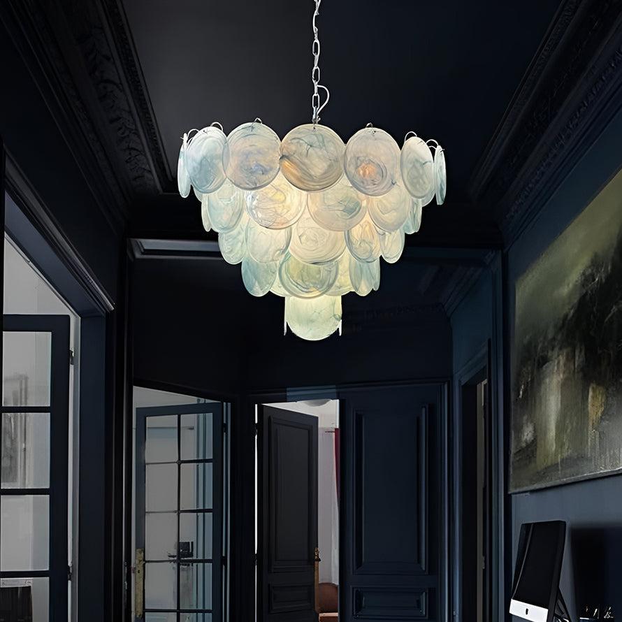 Elegant Camisa Disc Glass Chandelier - Modern Crystal Ceiling Light Fixture for Dining Room, Bedroom, and Living Room Decor
