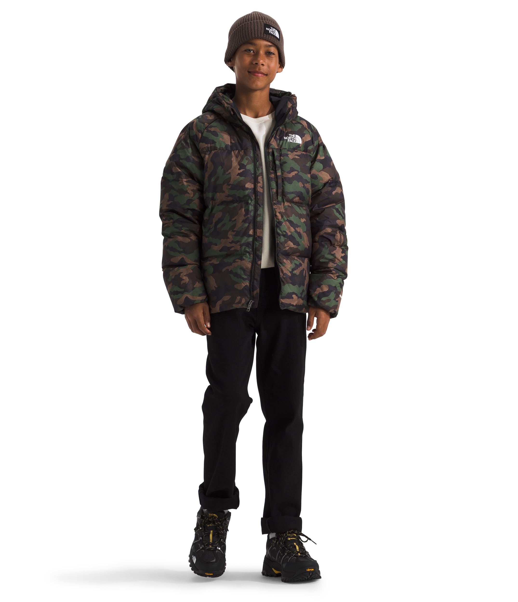 THE NORTH FACE Boys' Reversible North Down Hooded Jacket - Waterproof Winter Coat for Kids, Lightweight Insulated Puffer Jacket - Perfect for Snow Play, School & Outdoor Adventures