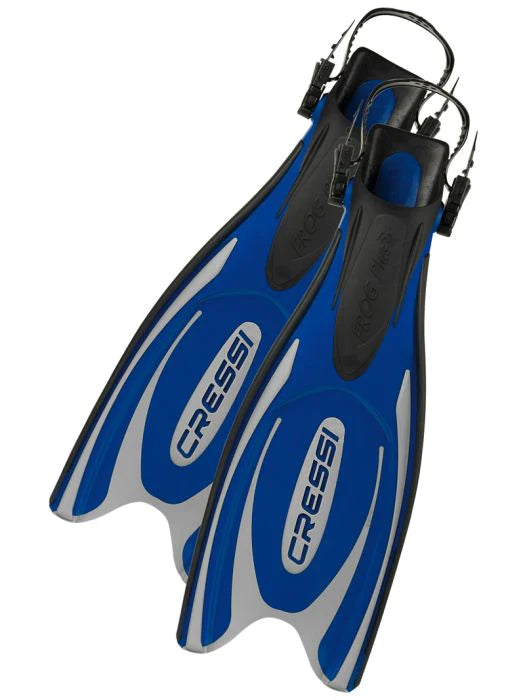 Cressi Frog Plus Fins - Premium Snorkeling & Diving Fins for Adults (Blue/Silver) - Perfect for Ocean, Pool & Water Sports Activities