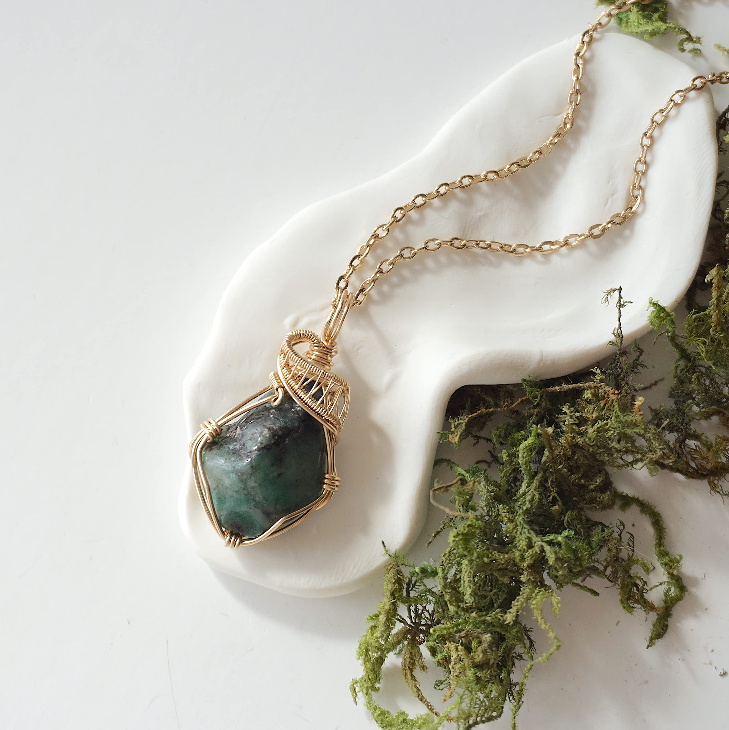 Handmade Women’s Emerald Necklace - 18 Inch Gold Filled Chain, May Birthstone Jewelry - Perfect Gift for Mother’s Day, Anniversary & Special Occasions