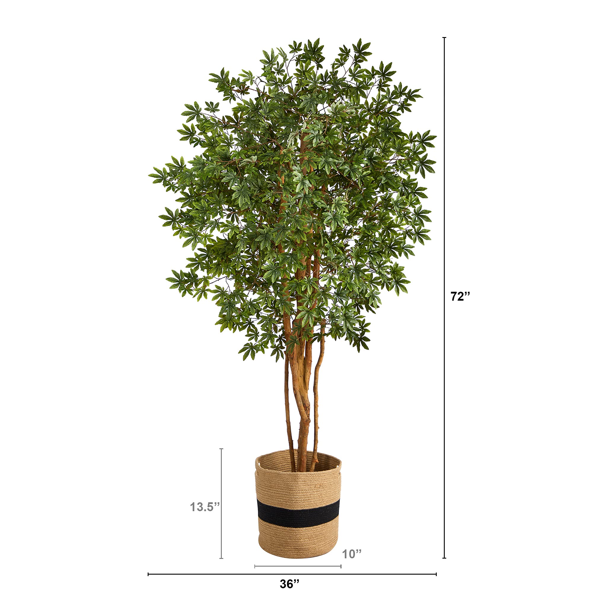 Nearly Natural 6ft Japanese Maple Artificial Tree in Handmade Cotton Planter - Realistic Faux Plant for Home Office Decor, Living Room, Bedroom & Indoor Spaces