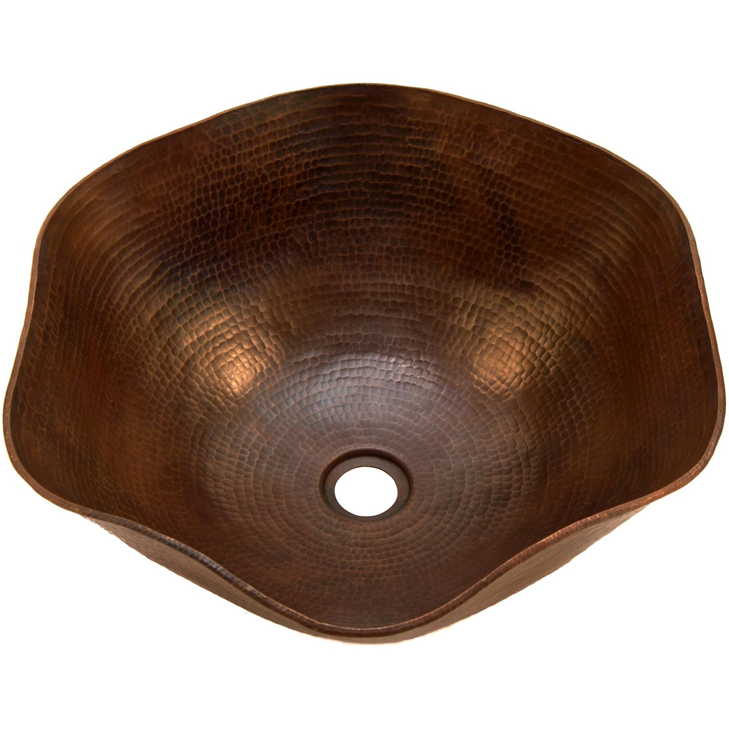 Novatto ANDULUSIA Copper Vessel Bathroom Sink - Antique Handcrafted Copper Basin for Modern & Rustic Bathrooms - Perfect for Farmhouse, Vintage, or Mediterranean Style Decor