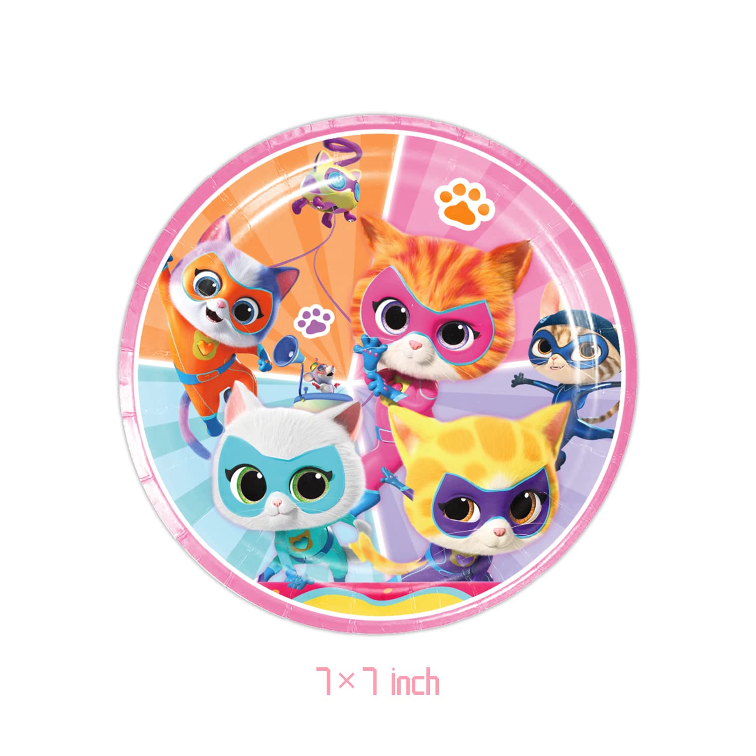 Super Kitties Birthday Party Supplies - 40-Pack Includes 20 Plates & 20 Napkins for Kids Birthday Decorations - Perfect for Themed Parties, Baby Showers & Celebrations