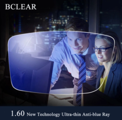 BCLEAR 1.60 Index Single Vision Double Composited Clear Lenses - High Clarity Anti-Reflective Glasses for Daily Use, Reading & Computer Work