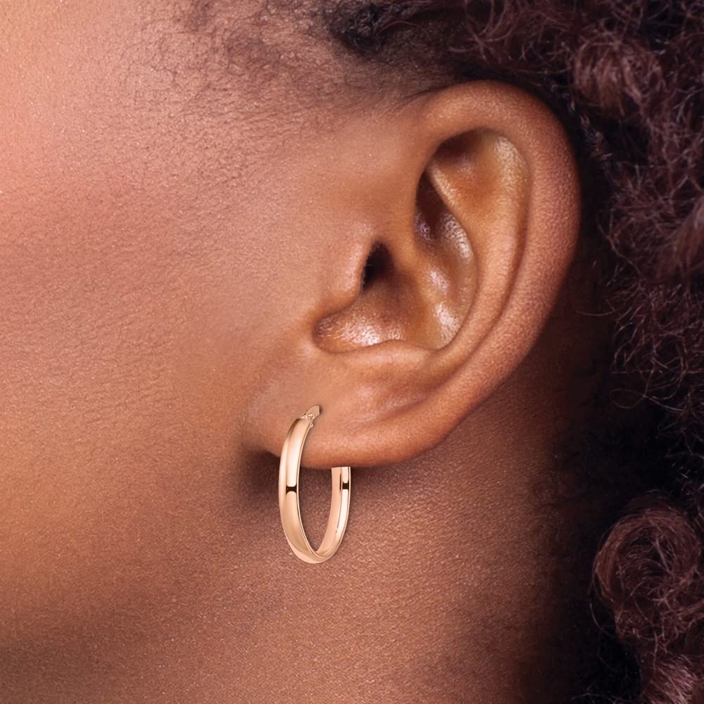 14K Rose Gold Oval Tube Hoop Earrings for Women - 22mm x 16mm Dainty Minimalist Jewelry, Perfect for Everyday Wear, Date Night & Special Occasions